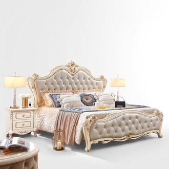 Set of classic furniture of 3 pieces consists of luxury bed and 2х bedside tables