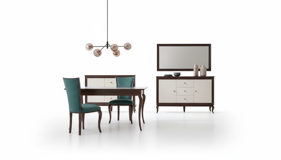 Modern style made of real wooden dining room set of 4x-chairs & dining table