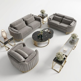 Set Couch Upholstery Fabric Sofa Cushions Seat Sets 3+1+1 Designer