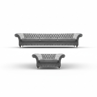 Gray furniture sofa set three-seater luxury Chesterfield armchair