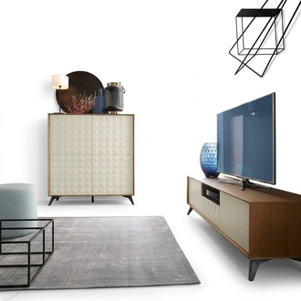 Modern style made of real wooden living room set of sideboard & TV lowboard