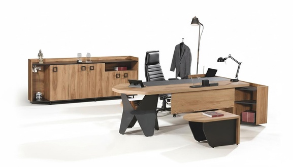 Office Desk Office Desk Set 4pcs Wood Brown Chest of Drawers Large