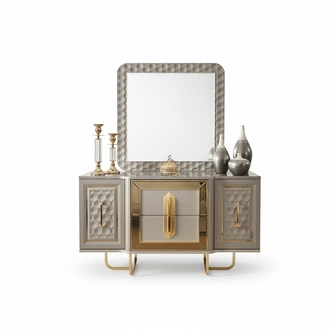 Set dresser mirror chest of drawers luxury sideboard cabinet set wood new