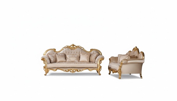 Set Three Bed Sofa Set 3+3 Seater Set Sofa Sofas Fabric Style Baroque