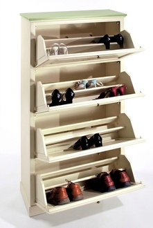 Shoe cabinet 4 compartment chest of drawers solid wood furniture shoe tipper shoe rack shelf new