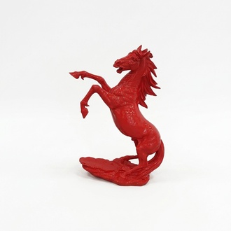 Decorative sculpture designed as a full red colored gloss mustang horse 92cm
