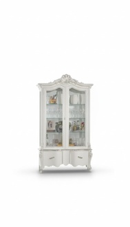 Showcase Italian living room furniture cupboard white glass display cabinet