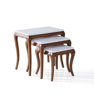 Side table 3х living room furniture material wood white design modern