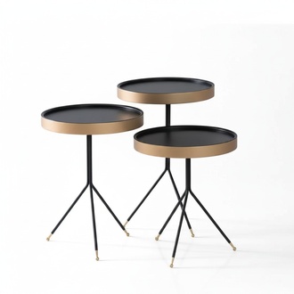 Side table 3х round decorative table lamp table sofa table table black