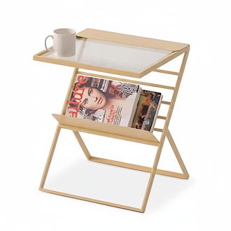 Side table and newspaper rack with a compact design, robust & versatile.