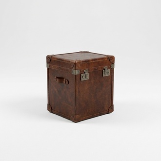 Side table vintage leather cube chest coffee table sofa living room table suitcase