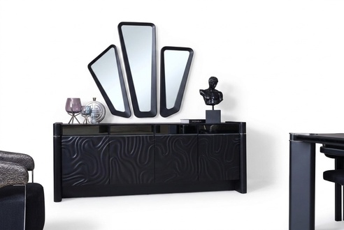 Sideboard 3x Mirror Sideboard Luxury Set Commode Wood Chests of Drawers Modern
