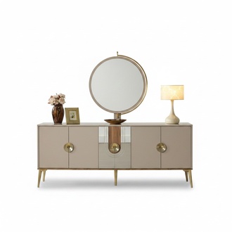 Sideboard cabinet brown high gloss furniture wood luxury chest of drawers