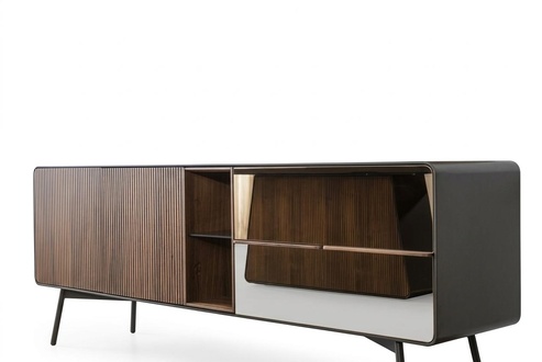 Sideboard Chest of Drawers Mirror Wood Modern Brown Set Set