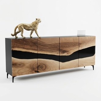 Sideboard chest of drawers epoxy resin brown living room wood sideboard
