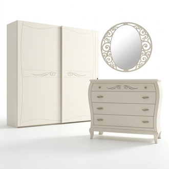 Sideboard Chest of Drawers with Mirror Sideboards Wooden Chests of Drawers Furniture 2pcs White Italy