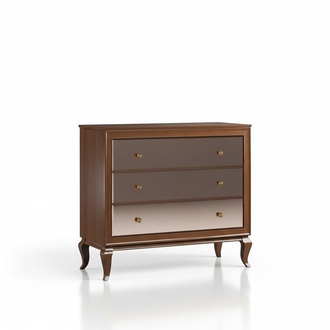 Classic style made of real wooden brown design chest of 3-sliding drawers