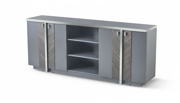 Sideboard Filing Cabinet Modern Design Rectangular Shape Gray Solid Color Style