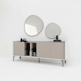 Modern luxurious sideboard for the living room, new furniture, gray color, dresser.