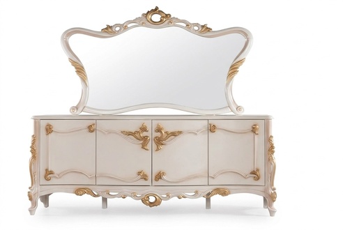 Sideboard with Mirror Set Dining Baroque Chests of Drawers Wood Commode Wood Cabinet New