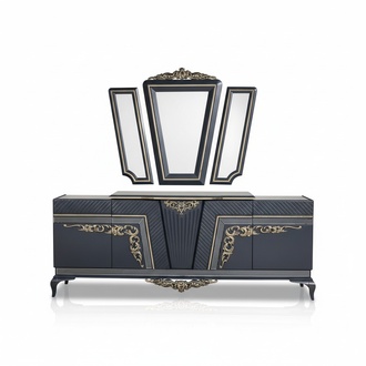 Sideboard Modern chest of drawers Sideboard cabinet with 3 mirrors Storage space Baroque
