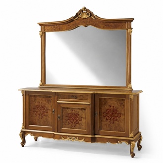 Sideboard set Italian furniture 2 pieces. Solid wood sideboard with mirror