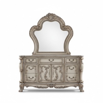 Sideboard silver baroque wood style classic Italian furniture design chest of drawers new