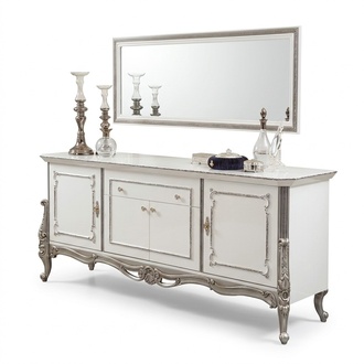 Sideboard White Silver Sideboard Consoles Italian Style 2pcs Mirror