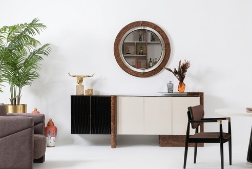Sideboard with Mirror Luxury Set Chest of Drawers Wood Chests of Drawers Classic