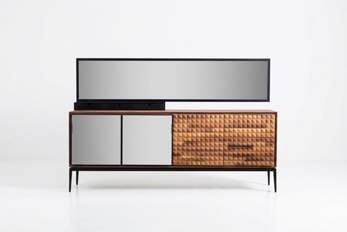 Sideboard with mirror dresser cupboard wood brown dining room