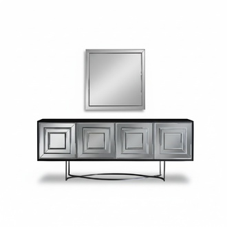 Silver sideboard with square mirror table set exclusive furniture