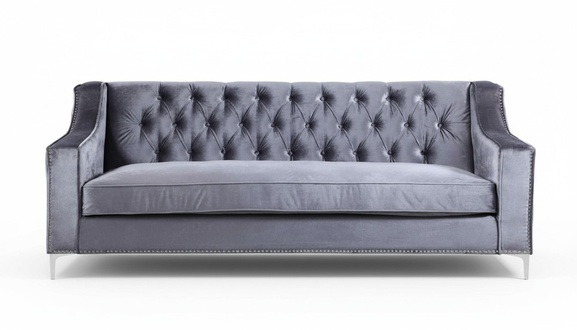 Silver three-seater Chesterfield modern design couch upholstered sofa furniture new