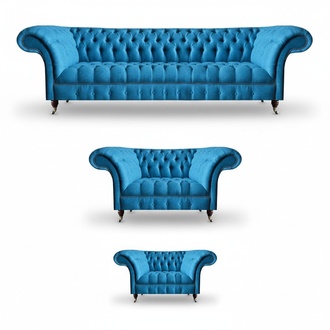 Sky blue Chesterfield Suite Luxurious seating furniture Designer couches