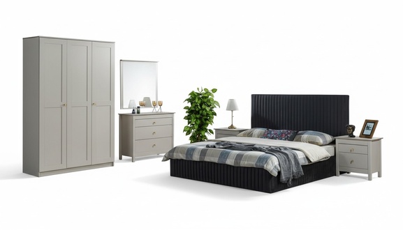 Bedroom furniture set complete combination 5-piece white collection