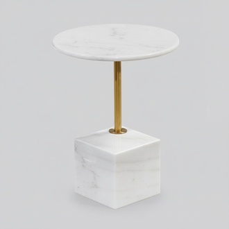 Small white side table Art marble living room furniture Storage tables