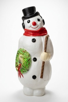 Christmas snowman decorative sculpture with a wreath & a cane 112cm