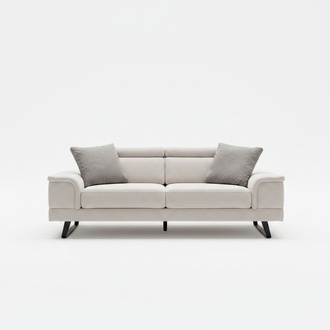 Beige 2-Seater Sofa Couch Double Sofa Upholstery with Armrests