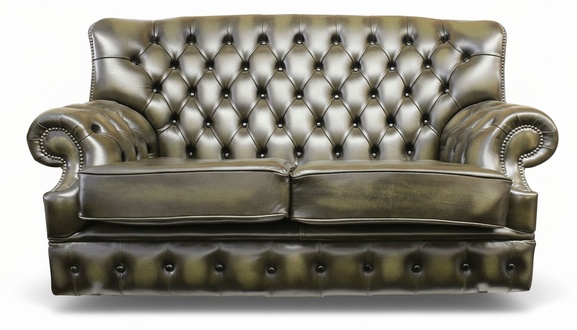 Chesterfield Sofa 2-Seater Brown Faux Leather Tall Backrest Classic Comfortable Loveseat New