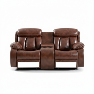 Sofa 2 seater couch upholstery designer relax function living room brown new