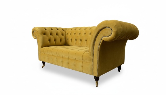 Sofa 2 Seater Design Sofas Upholstery Modern Seat Fabric Yellow Two Seater New Couch