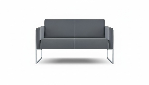 Grey 2-Seater Sofa, Solid Color, Modern Design Style, Living Room, Study Room