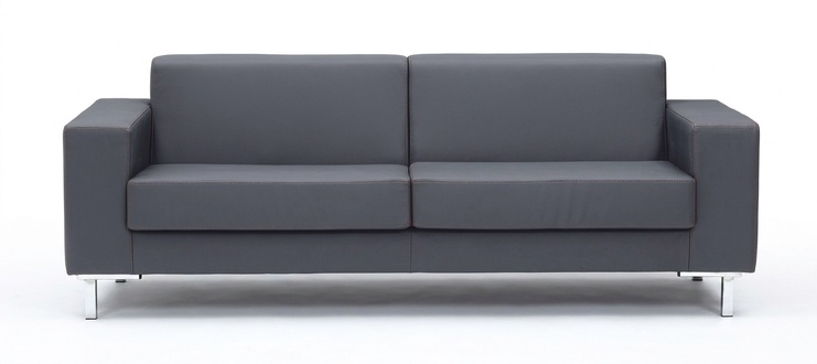 Sofa 2-seater Office Furniture Leather Textile Couch Upholstery Design Luxury Gray