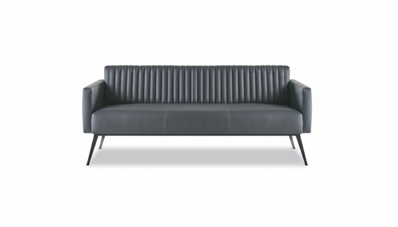 Black 3-Seater Sofa Solid Color Pattern Home Office Modern Design Style