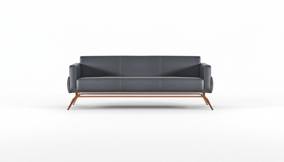 Sofa 3-Seater Black Solid Color Modern Design Style Office Brown