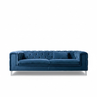 Sofa 3 Seater Blue Luxury Textile Living Room Design Italian Furniture PRIANERA