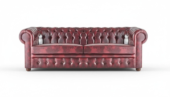 3-Seater Sofa Bordeaux Chesterfield with Buttons Classic Leather Sofa Couch