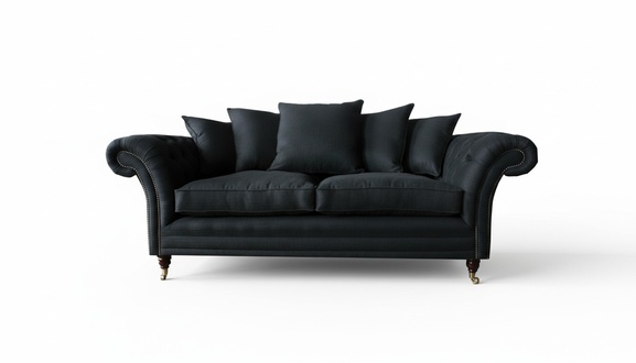Sofa 3 Seater Classic Design Sofas Upholstery Leather Modern Couches 3pc Black
