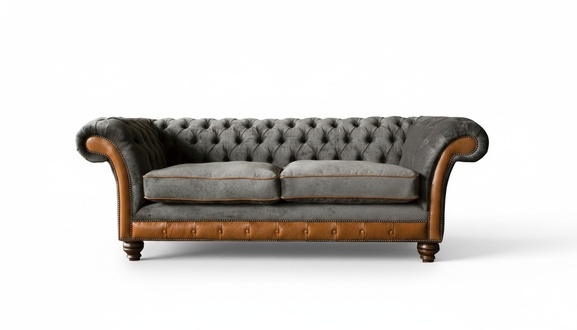 Sofa 3-seater Classic Design Sofas Upholstered Leather Modern Couches Chesterfield