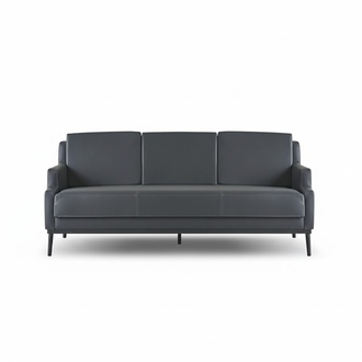 Dark Grey Solid Color 3-Seater Sofa Modern Design Style Home Office