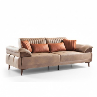 3-Seater Leather Sofa Couch Living Area Set Modern Design Seating